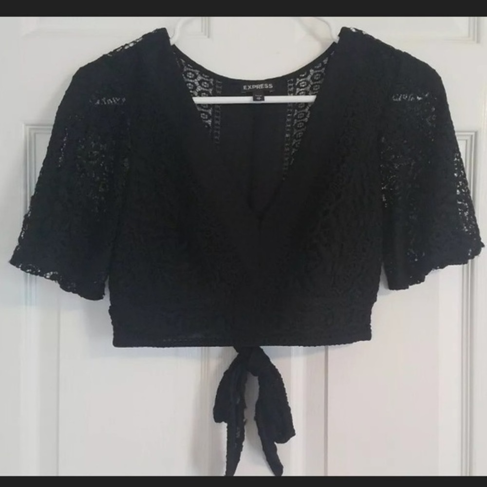 Express XS‎ Black Lacy Women's Crop Top